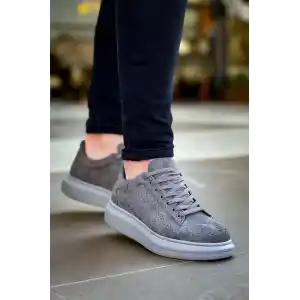 KB-X500  Kuback Gri Süet Yüksek Taban Bağcıklı Günlük Erkek Ayakkabı