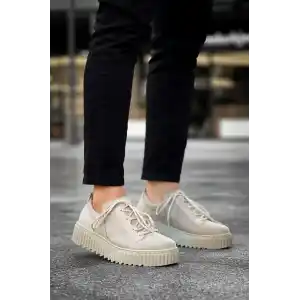 KB-X502  Kuback Bej Süet Yüksek Bej Taban Bağcık Detaylı Lastikli Günlük Erkek Ayakkabı