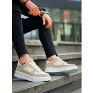 KB-X8 Kuback Bej Keten Süet Yüksek Taban Günlük Spor Ayakkabı