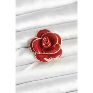Kırmızı Gül Model Broş