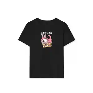 Kız Labubu Çocuk Baskılı T-Shirt - Siyah