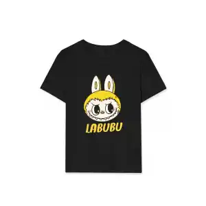 Kız Labubu Çocuk Baskılı T-Shirt - Siyah
