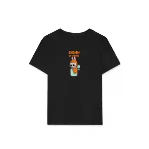 Kız Labubu Çocuk Baskılı T-Shirt - Siyah