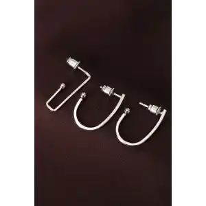 küpeGeometrik Model Gümüş Renk Metal Çoklu Küpe