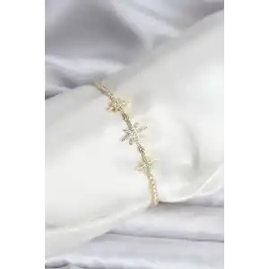Kutup Yıldızı Model Zirkon Taşlı Gold Renk Su Yolu Kadın Bileklik
