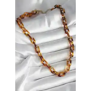 Leopar Desenli Mika Zincir Kadın Kolye