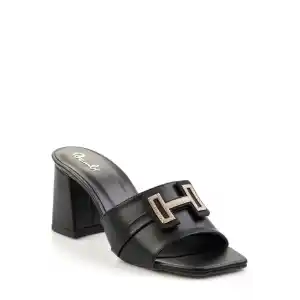 Leyya Siyah Cilt Topuklu Ayakkabı