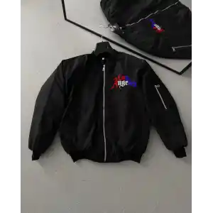 Los Angeles Siyah Bomber Mont – Fermuarlı, Cepli, Kapitone Astarlı, Bahar ve Kış Günlük Kullanım İçin Unisex Ceket- Siyah