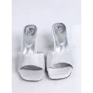 Luart Gümüş Simli Topuklu Terlik