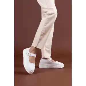 Lunni Beyaz Keten Spor Ayakkabı