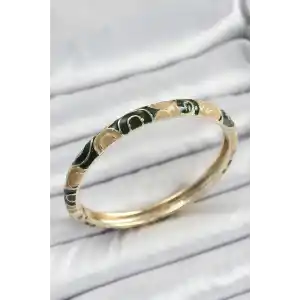 Mineli Pirinç Siyah ve Kahverengi Motifli Kadın Kelepçe