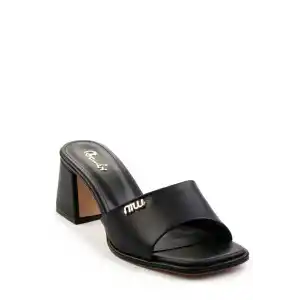 Miyon Siyah Cilt Topuklu Terlik