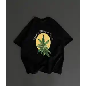 Ön ve Arka Baskılı Oversize Bisiklet Yaka T-shirt- Siyah