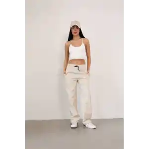 Paraşüt Kumaş Kargo Ceplı Baggy Eşofman- Bej