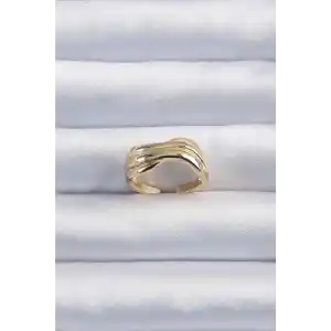 Pirinç Altın Renk Kıvrımlı Ayarlanabilir Yüzük