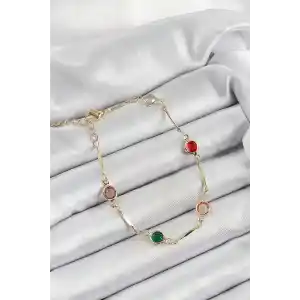 Pirinç Asorti Model Gold Renk Zirkon Taşlı Kadın Bileklik