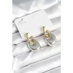 Pirinç Damla Model Gümüş Gold Renk Kadın Küpe