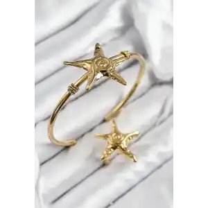 Pirinç Deniz Yıldızı Model Gold Renk Bileklik Yüzük Set