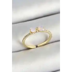 Pirinç Fiyonk Figürlü Zirkon Taşlı Gold Renk Ayarlanabilir Kadın Yüzük