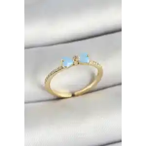 Pirinç Fiyonk Figürlü Zirkon Taşlı Gold Renk Ayarlanabilir Kadın Yüzük