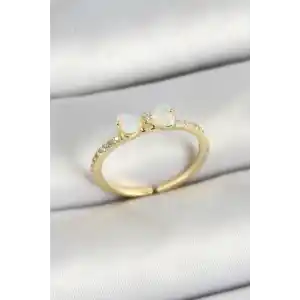 Pirinç Fiyonk Figürlü Zirkon Taşlı Gold Renk Ayarlanabilir Kadın Yüzük