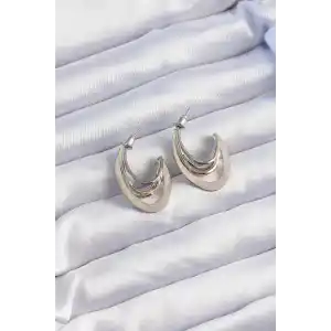 Pirinç Gold Gümüş Renkli Düz Plaka Halka Küpe