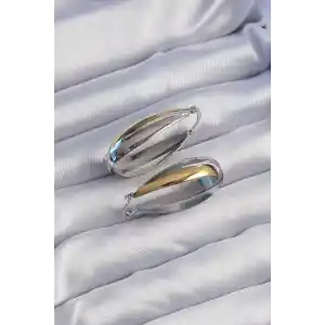 Pirinç Gold Gümüş Renkli Uzun Kıvrımlı Küpe