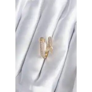 Pirinç Gold Renk Çivi Model Zirkon Taşlı Kadın Yüzük