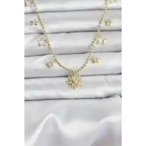 Pirinç Gold Renk Güneş Model Kadın Kolye