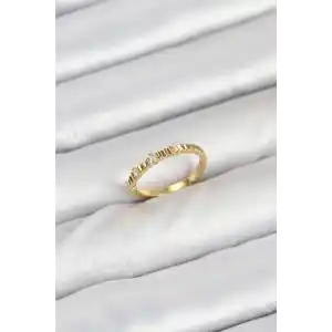 Pirinç Gold Renk Lazer Kesim Kadın Yüzük