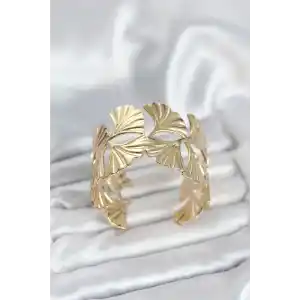 Pirinç Gold Renk Levha Yelpaze Model Kadın Bileklik