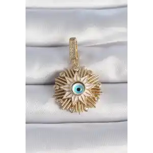 Pirinç Gold Renk Nazar Boncuklu Saçaklı Yıldız Figür Ajda Charm