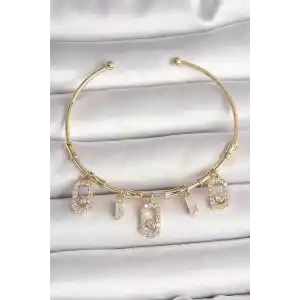 Pirinç Gold Renk Sallantı Zirkon Taşlı Messika Figür Charm Kadın Bileklik