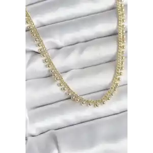 Pirinç Gold Renk Sıralı Topçuk Model Kadın Kolye