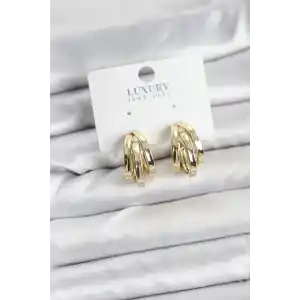 Pirinç Gold Renk Vintage Halka Model Kadın Küpe