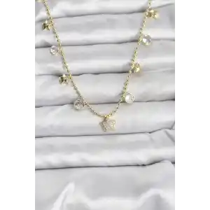 Pirinç Gold Renk Yıldız Model Kadın Kolye