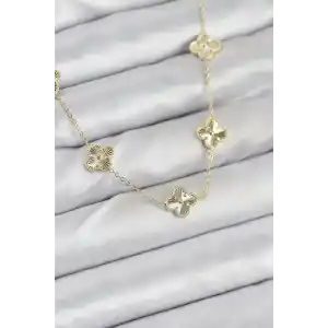 Pirinç Gold Renk Yonca Kadın Kolye