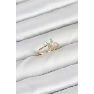 Pirinç Gold Renk Yonca Model Kadın Yüzük