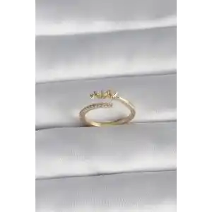 Pirinç Gold Renk Zirkon Taş Detay Kalp Model Kadın Yüzük