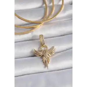 Pirinç Gold Renk Zirkon Taşlı Anka Kuşu Model Ajda Charm