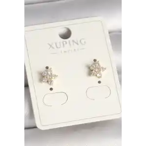 Pirinç Gold Renk Zirkon Taşlı Çiçek Model Xuping Kadın Küpe