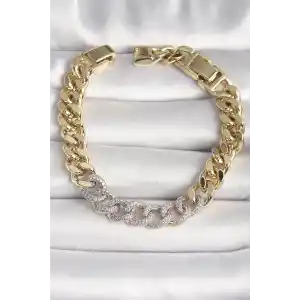 Pirinç Gold Renk Zirkon Taşlı Halka Zincir Xuping VIP Seri Exculusive Kadın Bileklik