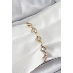 Pirinç Gold Renk Zirkon Taşlı Kadın Bileklik