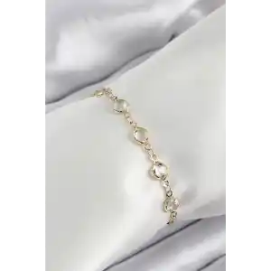 Pirinç Gold Renk Zirkon Taşlı Kadın Bileklik