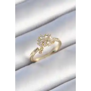 Pirinç Gold Renk Zirkon Taşlı Kadın Yüzük