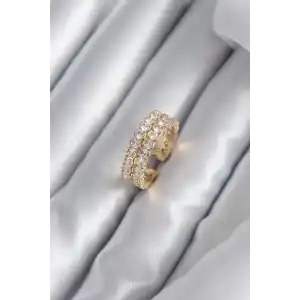 Pirinç Gold Renk Zirkon Taşlı Kadın Yüzük
