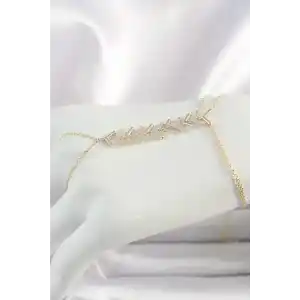 Pirinç Gold Renk Zirkon Taşlı V Model Kadın Şahmeran