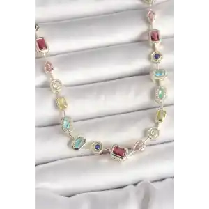 Pirinç Gold Renk Zirkon Taşlı VIP Seri Kadın Kolye