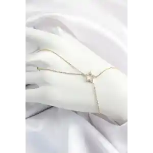 Pirinç Gold Renk Zirkon Taşlı Yıldız Model Şahmeran