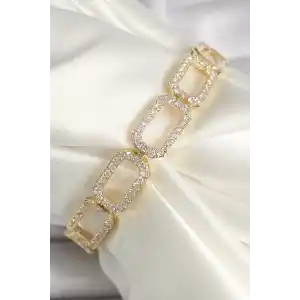 Pirinç Gold Renk Zirkon Taşlı Zincir Model Xuping VIP Exclusive Seri Bileklik